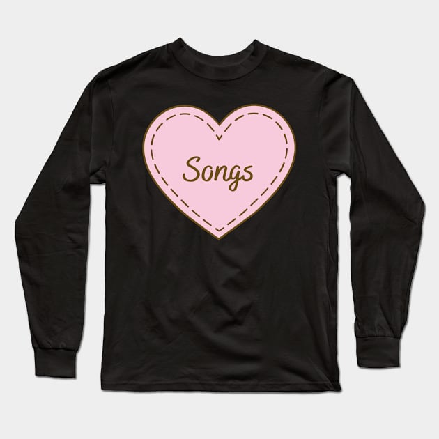 I Love Songs Simple Heart Design Long Sleeve T-Shirt by Word Minimalism